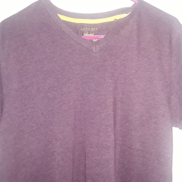 Mens Cactus Man-Ricky Singh Sueded Large V-Neck Purple T-Shirt - Picture 2 of 5
